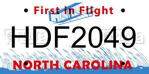 HDF2049 North Carolina License Plate