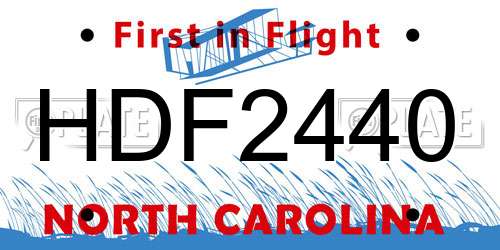 HDF2440 North Carolina License Plate
