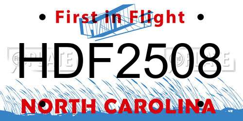 HDF2508 North Carolina License Plate