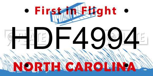 HDF4994 North Carolina License Plate