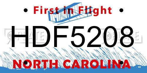 HDF5208 North Carolina License Plate