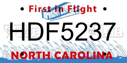 HDF5237 North Carolina License Plate