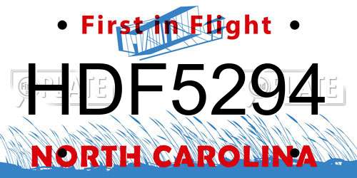 HDF5294 North Carolina License Plate