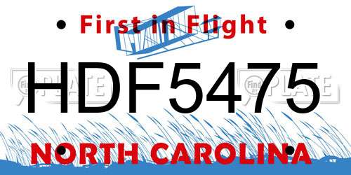 HDF5475 North Carolina License Plate
