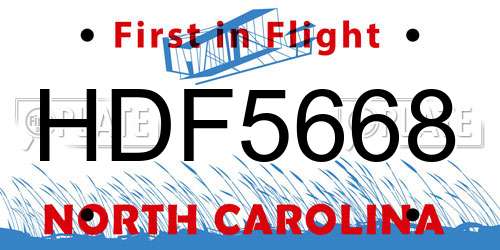 HDF5668 North Carolina License Plate