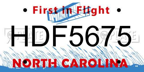 HDF5675 North Carolina License Plate