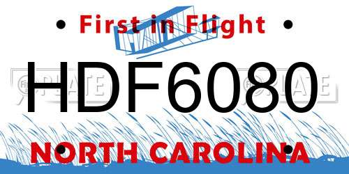 HDF6080 North Carolina License Plate