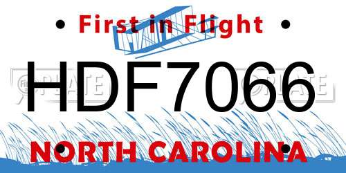 HDF7066 North Carolina License Plate