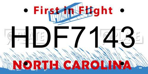 HDF7143 North Carolina License Plate