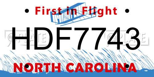 HDF7743 North Carolina License Plate