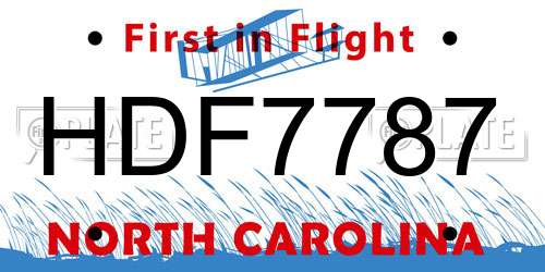 HDF7787 North Carolina License Plate