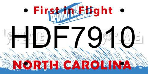 HDF7910 North Carolina License Plate
