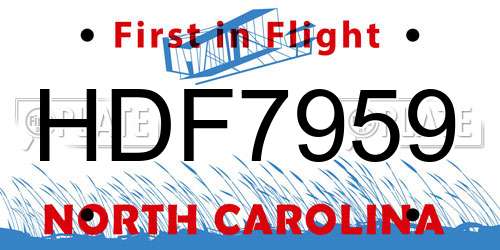 HDF7959 North Carolina License Plate