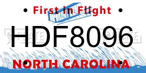 HDF8096 North Carolina License Plate