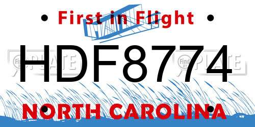 HDF8774 North Carolina License Plate