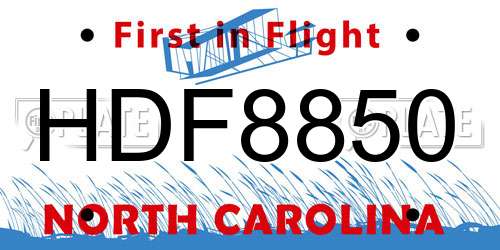 HDF8850 North Carolina License Plate