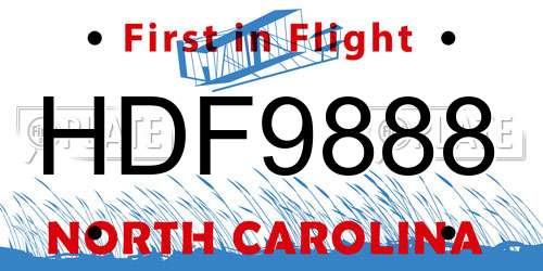 HDF9888 North Carolina License Plate