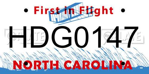 HDG0147 North Carolina License Plate