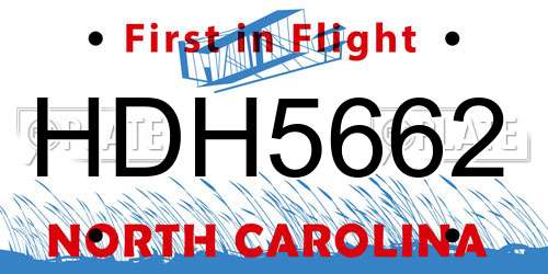 HDH5662 North Carolina License Plate