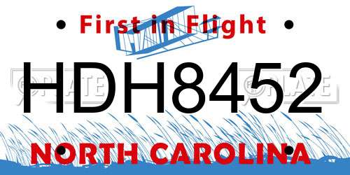 HDH8452 North Carolina License Plate
