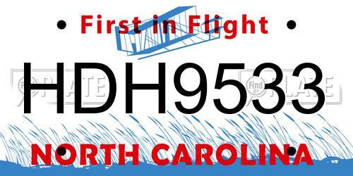 HDH9533 North Carolina License Plate