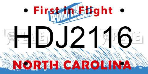 HDJ2116 North Carolina License Plate