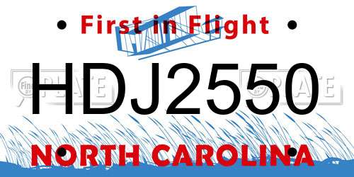 HDJ2550 North Carolina License Plate