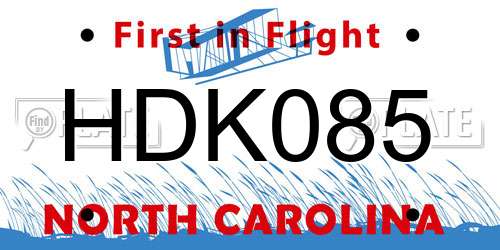 HDK085 North Carolina License Plate