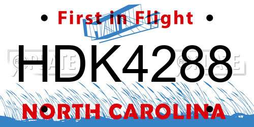 HDK4288 North Carolina License Plate