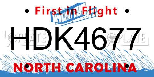 HDK4677 North Carolina License Plate