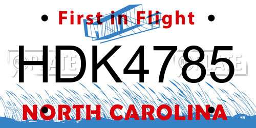 HDK4785 North Carolina License Plate