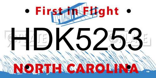 HDK5253 North Carolina License Plate