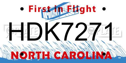 HDK7271 North Carolina License Plate