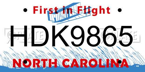 HDK9865 North Carolina License Plate