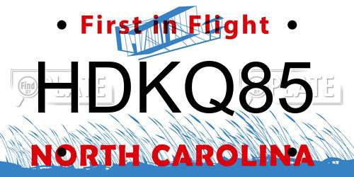 HDKQ85 North Carolina License Plate