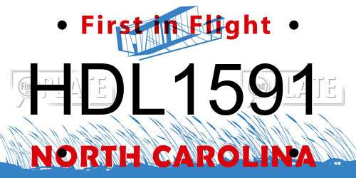 HDL1591 North Carolina License Plate