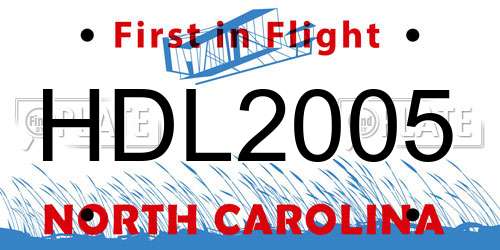 HDL2005 North Carolina License Plate