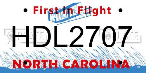 HDL2707 North Carolina License Plate