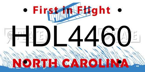 HDL4460 North Carolina License Plate