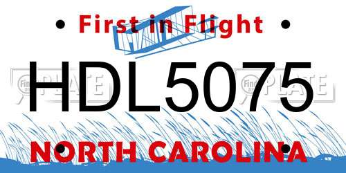 HDL5075 North Carolina License Plate