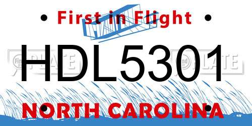 HDL5301 North Carolina License Plate