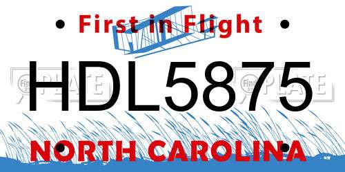HDL5875 North Carolina License Plate