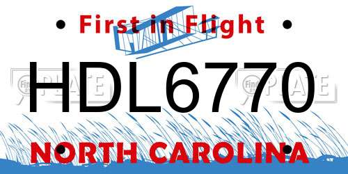 HDL6770 North Carolina License Plate