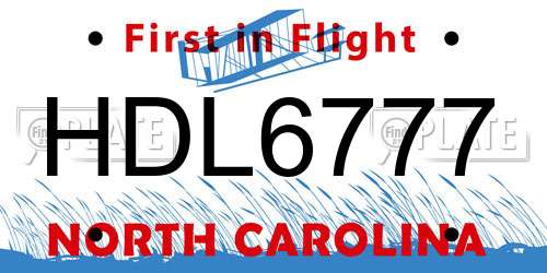 HDL6777 North Carolina License Plate
