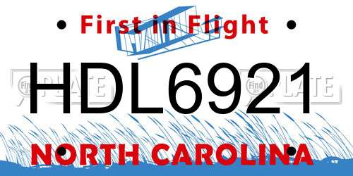 HDL6921 North Carolina License Plate