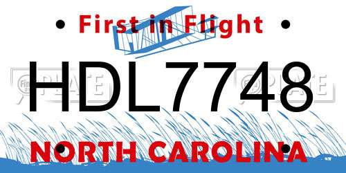 HDL7748 North Carolina License Plate