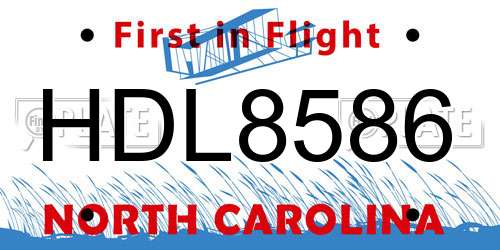 HDL8586 North Carolina License Plate