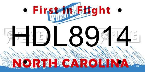 HDL8914 North Carolina License Plate