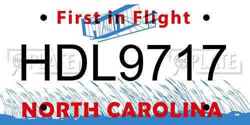 HDL9717 North Carolina License Plate