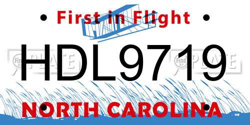HDL9719 North Carolina License Plate